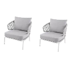 Kit de dos sillones individuales rysa en aluminio blanco asiento color gris claro