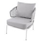 Sillon individual rysa en aluminio blanco asiento color gris claro 77 cms alto x 70 cms ancho x 80 c
