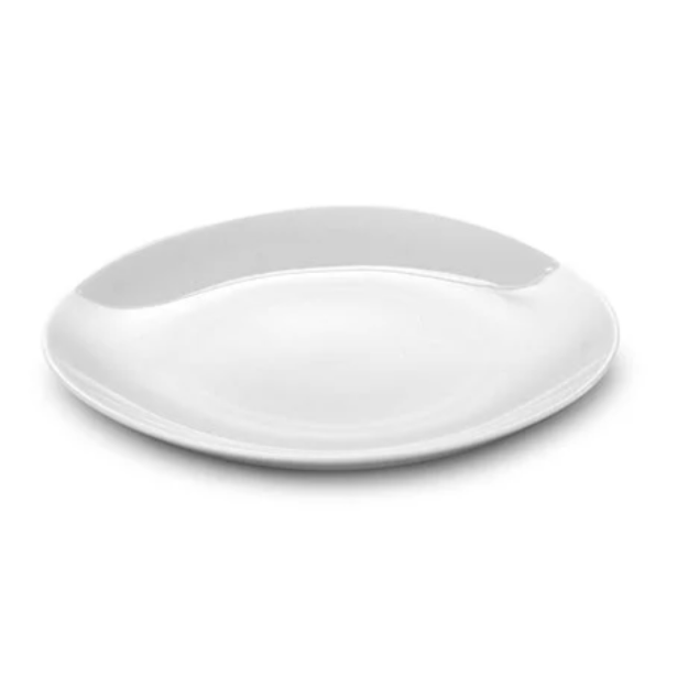 Plato llano de porcelana blanca coleccion karma white