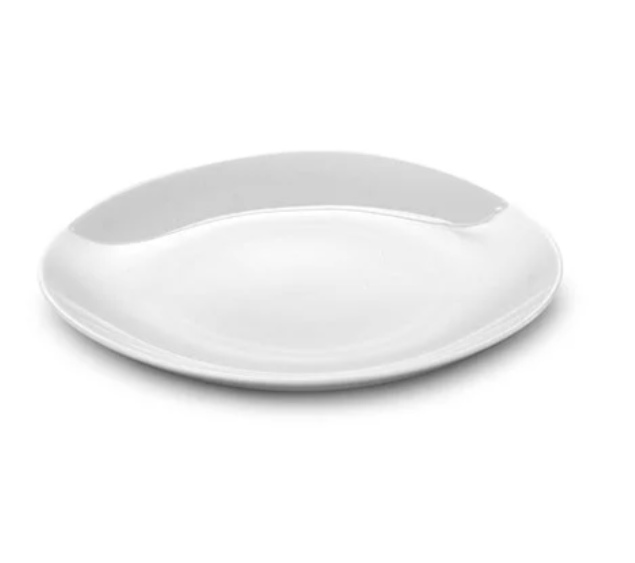 Plato llano de porcelana blanca coleccion karma white