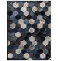 Alfombra de cuero con diseño de hexagonos en tonos azules negro gris con borger negro 245 x 300
