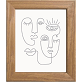Cuadro decorativo contorno rostro sobre fondo blanco enmarcado madera color negro
