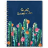 Agenda de espiral extra grande 2021 color azul marino diseño de cactus