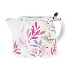 Tetera con infusor de te de ceramica color blanco con diseño floral