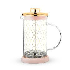 Pichel de vidrio para café con acabado color oro 12 oz