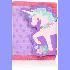 Billetera para niña color morado con diseño de unicornio