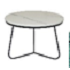 Mesa centro base metal top marmol blanco 15" alto x 21" ancho x 21" largo