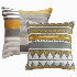 Cojin bordadado con texturas geometricas gris con dorado 18x18 pulgadas