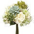 Ramo de rosas hortencias y suculentas en color blanco y verde 12"