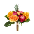 Ramo de rosas y horetncias colores naranja rosado y amarillo 12"