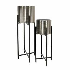 Maceta grande plateada con base metalica negra 47"
