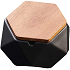 Cenicero geometrico de ceramica con tapa color madera natural