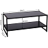 Mesa de centro rectangular con estructura metalica color negro y top de madera color natural medidas 44"x22"x17"