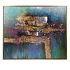 Pintura abstracta en oleo en tonos azules y dorados dimensiones 50"x60"x1.5"