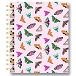 Cuaderno de espiral en fondo rosado con mariposas de colores