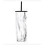 Vaso clasico con pajilla  blanco con negro 24 oz