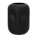 Maceta de vidrio con forma de cara en color negro 10"