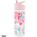 Termo con contenedor y bocado con diseño perezoso tapadera color rosado