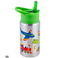 Botella termica de acero inoxidable con diseño de transporte publico con tapadera color verde
