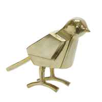 Adorno de pajaro metal color dorado 7"
