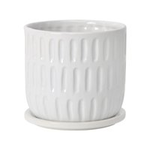 Maceta jardinera texturizada con platillo color beige 6"