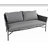 Sillon de 2 personas ilona café con cojines color gris oscurro 76 cms alto x 160 ancho x77 cms fondo