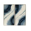 Pintura abstracta de oleo en tono azul y blanco 42 x 22"