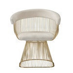 Silla con estructura dorada y asiento blanco 60 x70x 77 cm