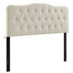 Respaldo para cama annabel queen color ivori con botones y forma curva