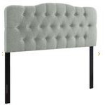 Respaldo para cama annabel king color gris con botones y forma curva