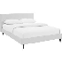 Cama linnea tamano queen tapizada en cuero sintetico color blanco