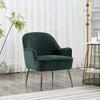 Silla homvent mid century con apoyabrazo de terciopelo color verde con patas doradas 56 x 55 x 80 cms