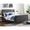 Cama aubree tamano queen tapizada en tela color gris