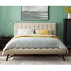 Cama julia tamano queen tapizada en tela color beige