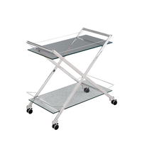 Carrito para bar de dos niveles color plata 31''
