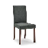 Silla de comedor color gris con patas de madera color nuez