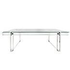 Mesa centro metal plateado top vidrio 55"