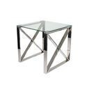 Mesa lateral de metal top de vidrio plateado 21.75 x 21.75 x 21.75"