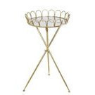Mesa auxiliar redonda de metal dorado top de espejo de 32"