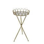 Mesa auxiliar redonda de metal dorado top de espejo de 28"