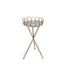 Mesa auxiliar redonda de metal dorado top de espejo de 24"