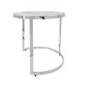 Mesa auxiliar redonda de metal plateado con top de marmol 24x24x24"