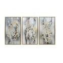 Pintura abstracta en tono dorado gris y celeste en marco dorado  21.6 x 1.5 x 41.6"