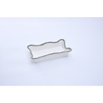 Bandeja rectangular blanca orilla plateada de porcelana 10"x 6.75" x 2.75"