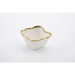 Bowl cuadrado para snack color blanco orilla dorada de porcelana 4.75" á 4.75" á 2.75"