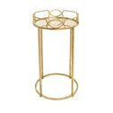 Mesa auxiliar con top de vidrio nevado color dorado 15x15x27"