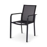 Silla pia con apoyabrazos de aluminio color negro y textileno color negro  88 x 55 x 63 cm