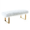 Banca en piel sintetica color blanco con patas doradas 120 x 40 x 43