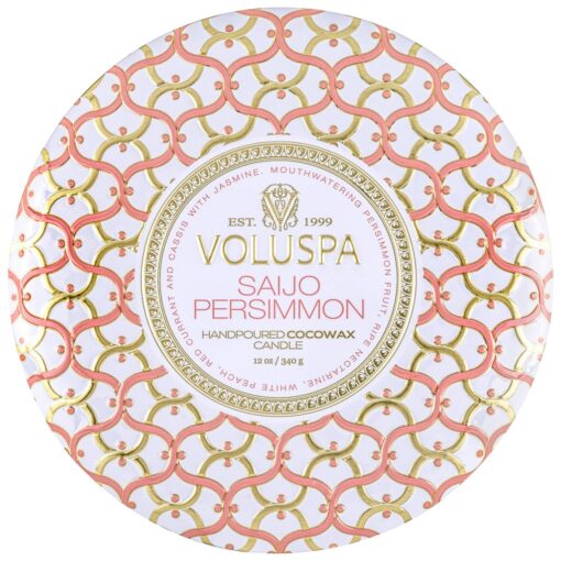 Vela Saijo Persimmon 3 Wick Tin (25 hrs) - Imagen 2