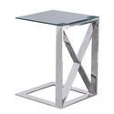 Mesa auxiliar marco tipo c de metal top de vidirio 15.75 x 17.75 x 21.75"